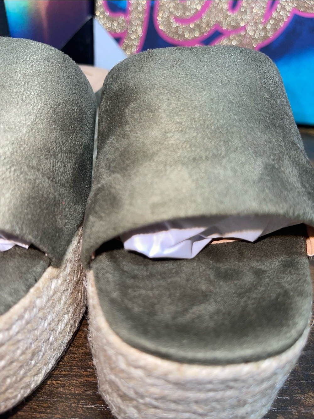 Lulus O'Ahu 2 Green Suede Espadrille Platforms green size 5 - Picture 6 of 11